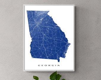 Georgia Map Print and Georgia State Art Print, USA, Georgia Wall Art Maps, Georgia Art Prints, GA Travel Gifts