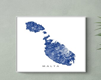 Malta Map Print and Malta Art Prints for Malta Wall Art Poster and Mediterranean Decor Travel Map Gifts, Valletta