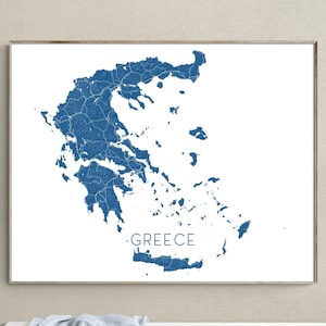 ギリシャと島々のギリシャ地図、ギリシャのアートプリント、ギリシャの壁アートプリント、地形図のギリシャポスター、ギリシャの島々の地図、ギリシャのギフト