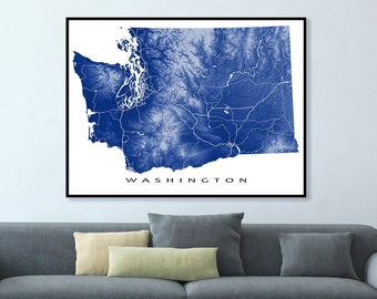 Washington Map Poster, Washington State Art Print, USA, Seattle, Washington Wall Art Prints