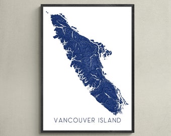Vancouver Island Art Print and Vancouver Island Map Poster for Vancouver Island Wall Art Prints and PNW Canada Travel Gifts