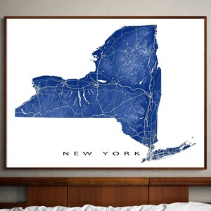Carte de New York, impression d'art de l'État de New York, cartes muettes de l'État des États-Unis