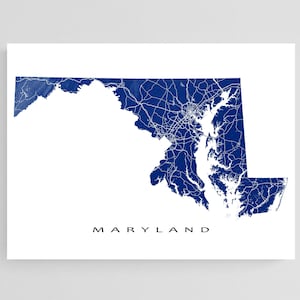 Maryland Art Prints and Maryland Map Print for MD State Map and Maryland Wall Art Poster