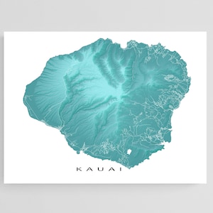 Kauai Map Poster, Kauai Art Print, Hawaii Maps, Kauai Hawaii USA, Travel Gifts
