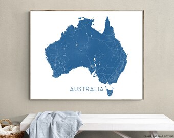 Australia Map of Australia Art Print, Australia Poster, Australia Prints, Australia Wall Decor Country Maps Tasmania Map, Australian Posters