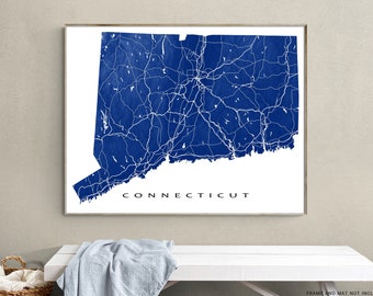 Connecticut Map and Connecticut Art Print for Connecticut State Maps and CT State Map Poster Travel Gifts