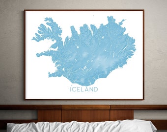 IJsland print en IJsland kaart kunstafdrukken voor kaart van IJsland kunstposter en IJslandse reisgeschenken, Reykjavik