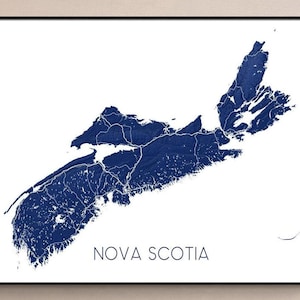 Impression de carte de la Nouvelle-Écosse de la Nouvelle-Écosse, impressions d'art de la Nouvelle-Écosse, cartes topographiques de la Nouvelle-Écosse du Canada pour la décoration murale, Maritimes, Province