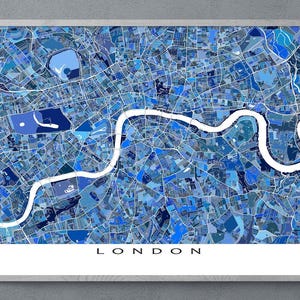 Carte de Londres de Londres impression, impression d'art mural Londres géométrique bleu marine, impressions d'affiches d'art, plans de la ville de l'Angleterre, Royaume-Uni, art de la rue