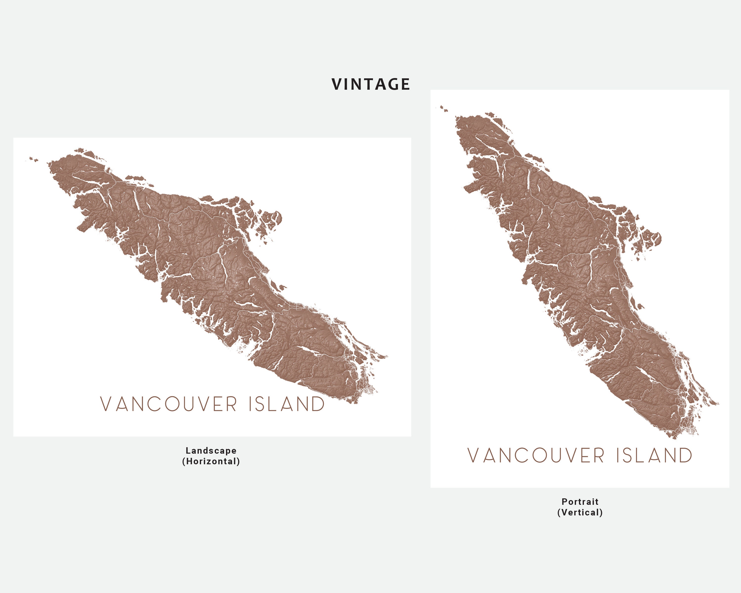 Vancouver Island Art Print and Vancouver Island Map Poster for Etsy