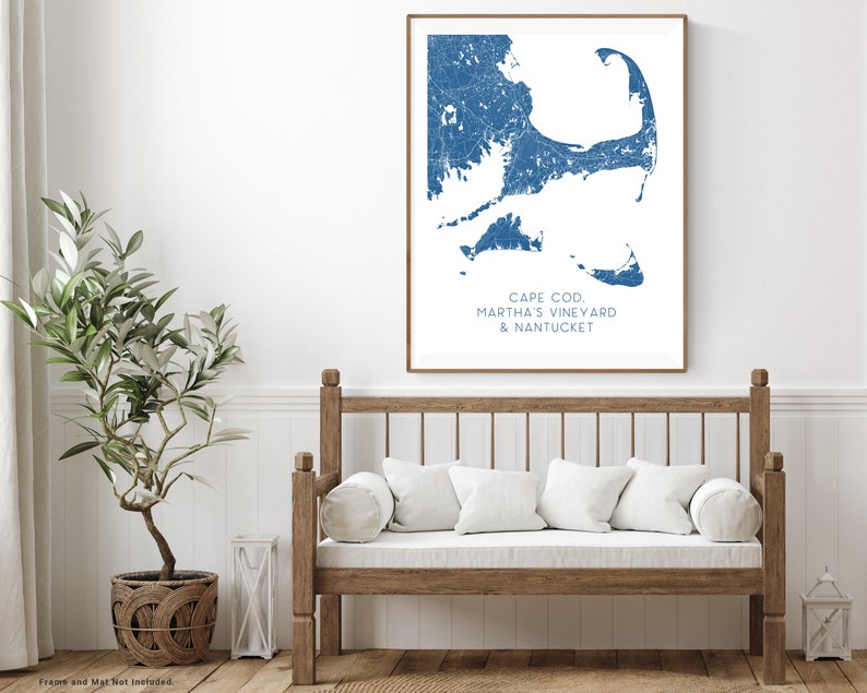 Cape Cod Map of Cape Cod Art Prints Nantucket Print Marthas Etsy