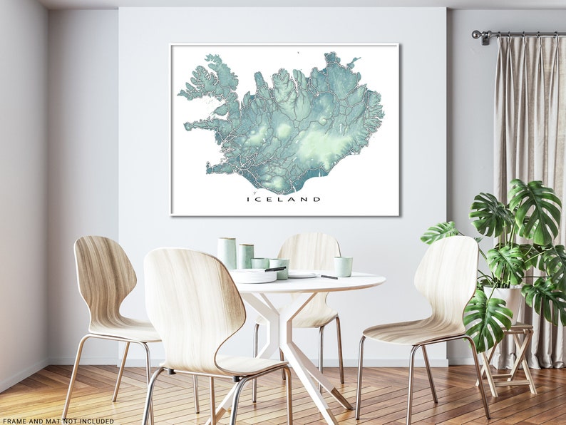 Iceland Map Wall Art Prints, Reykjavik, Travel Map Print, Icelandic Decor, Souvenir Poster image 3