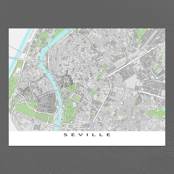 Seville Map Seville Spain Street Map City Art Print | Etsy