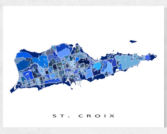 St Croix USVI Map of St Croix Map Virgin Islands Print - Etsy