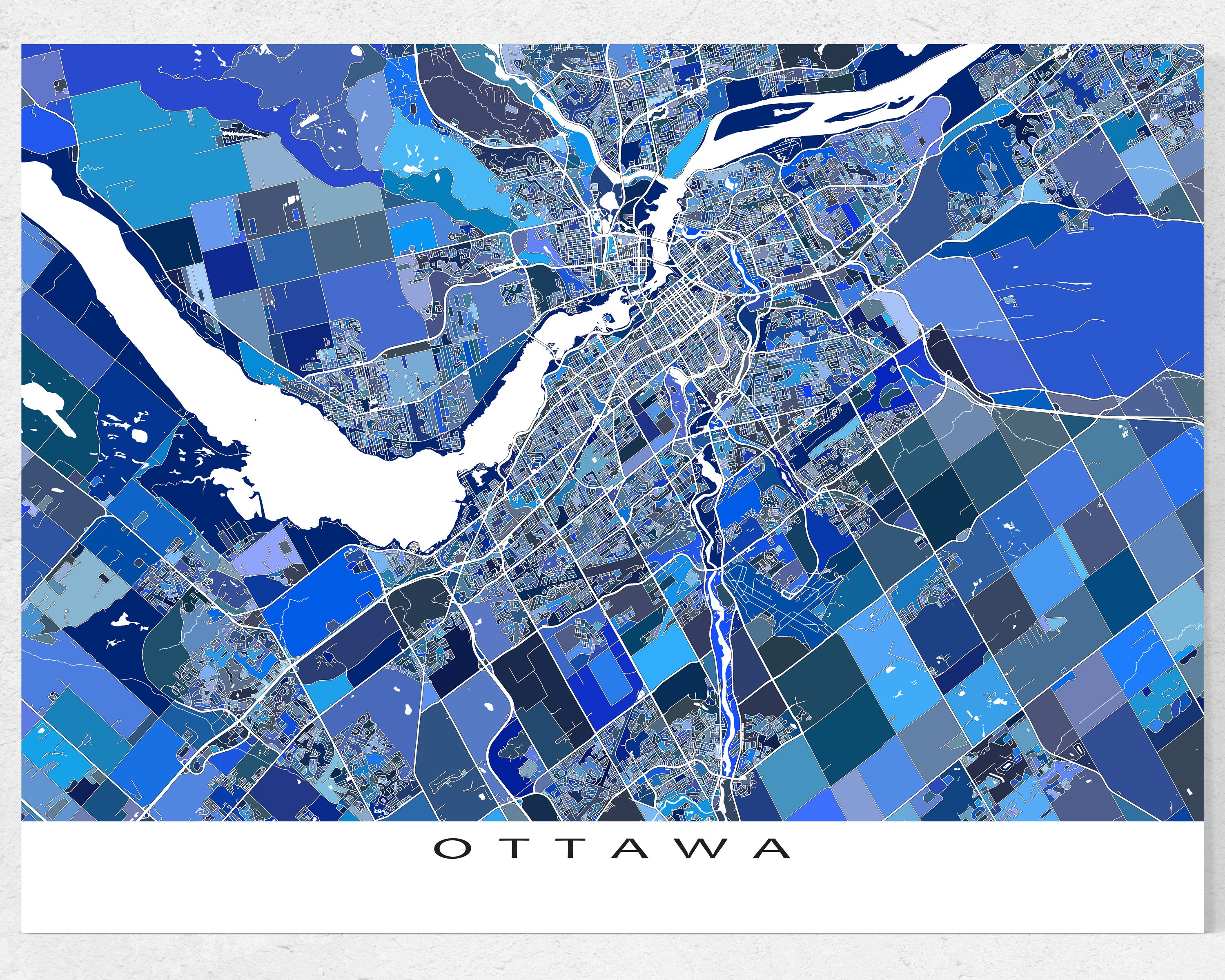 Ottawa Map Print y Ottawa Print Maps para Blue Geometric Etsy México