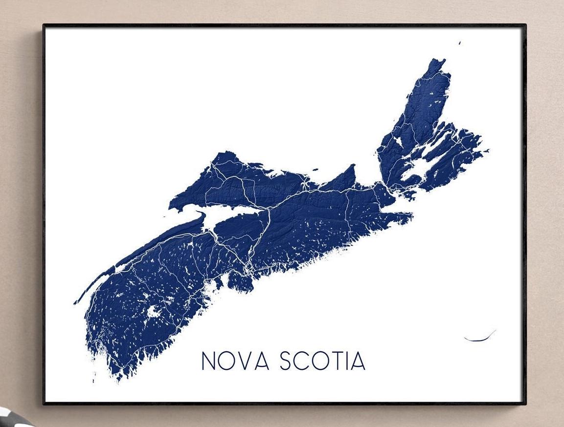 Nova Scotia Map of Nova Scotia Print, Nova Scotia Art Prints, Topographic Nova Scotia Canada Maps for Wall Decor, Maritimes, Province