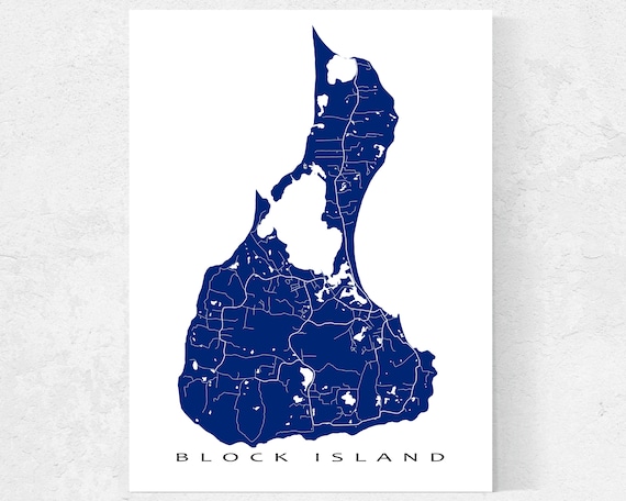 Map Of Block Island Ri Blockinsel Karte Print Block Island Rhode Island Poster New - Etsy