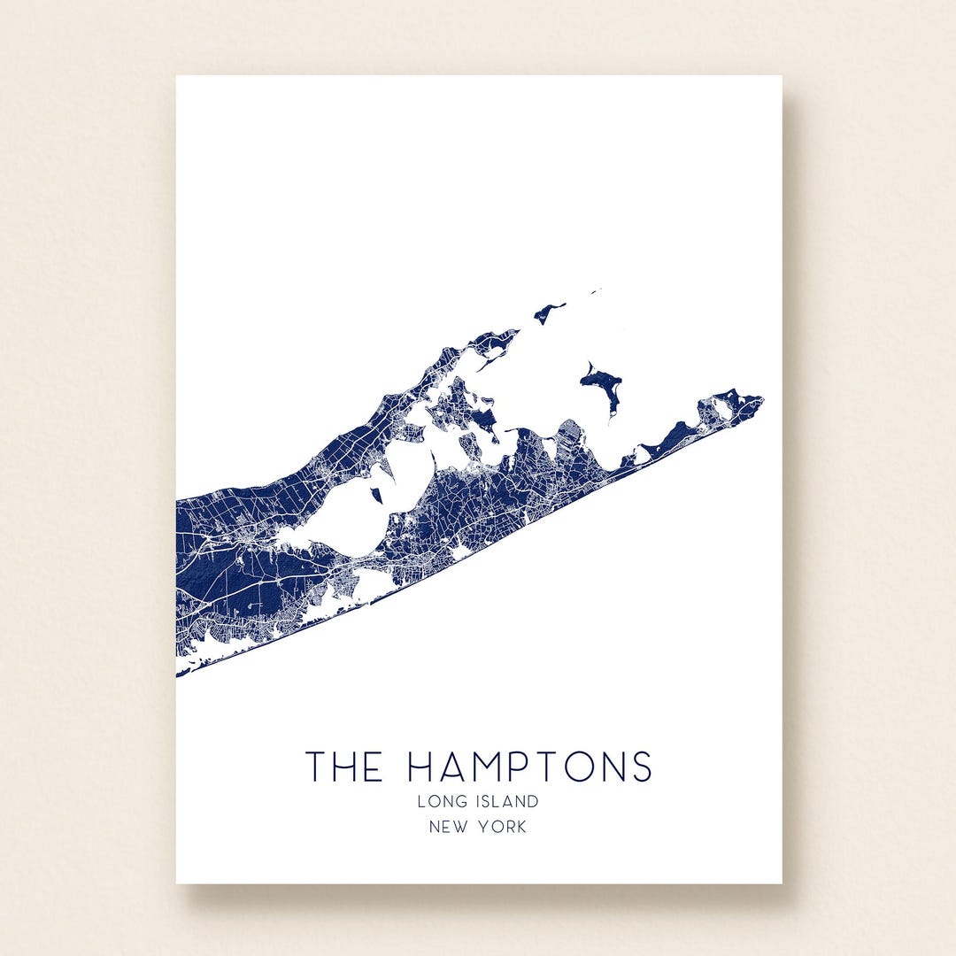 The Hamptons Map of Hamptons Long Island New York Print, Topographic ...