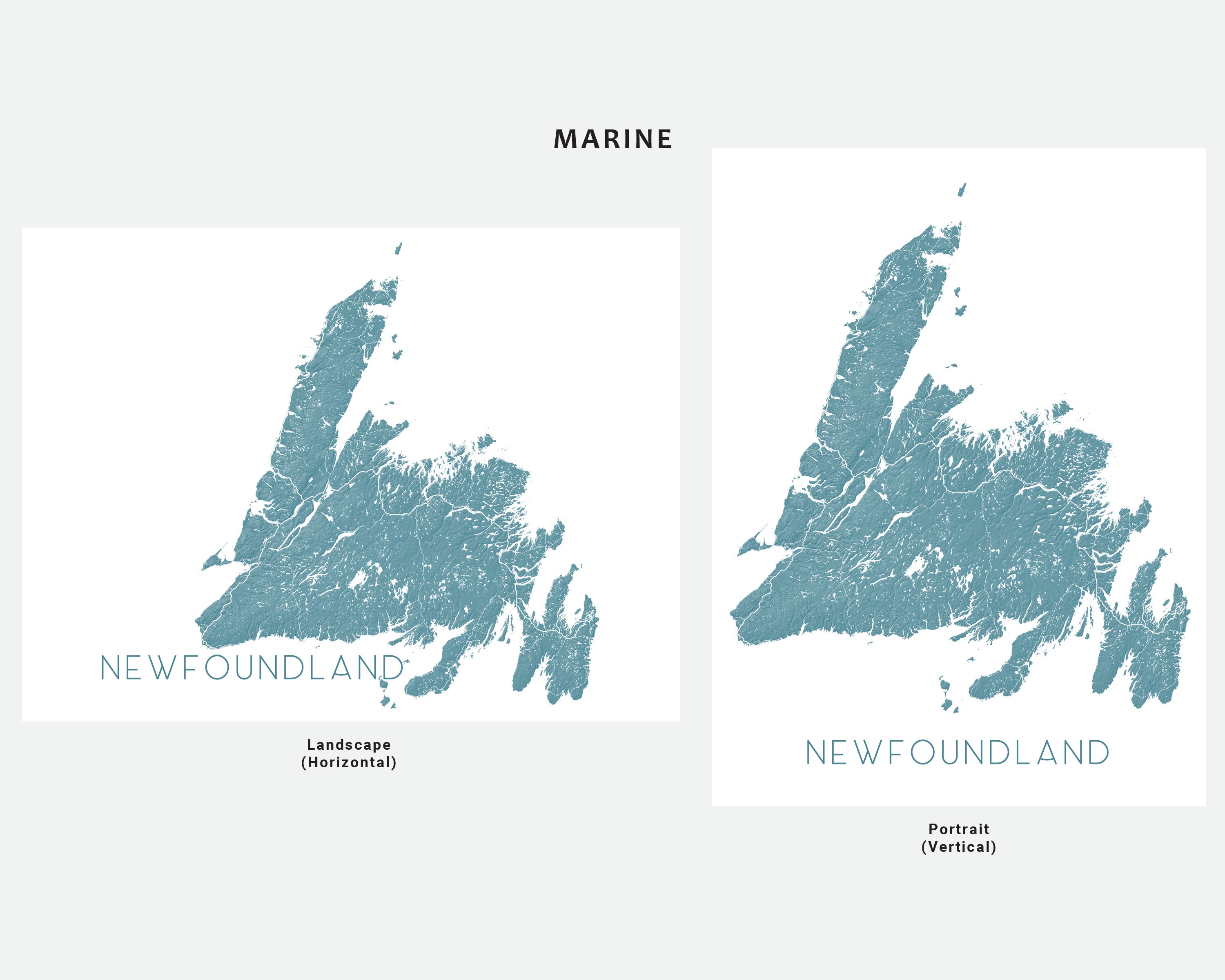 Newfoundland Map Print Poster, Topographic Landscape Map of ...