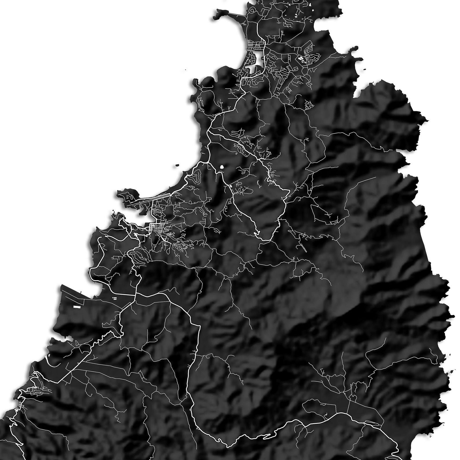St Lucia Map Print Poster, Map of Saint Lucia Wall Art Prints, Black ...
