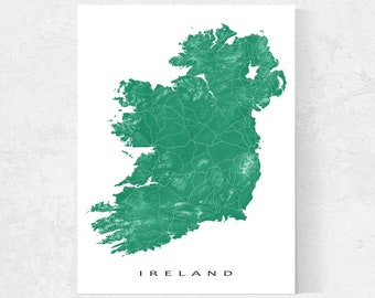 Ireland Map Art Prints and Landscape Ireland Poster including Northern Ireland, Republic of Ireland for Travel Gifts