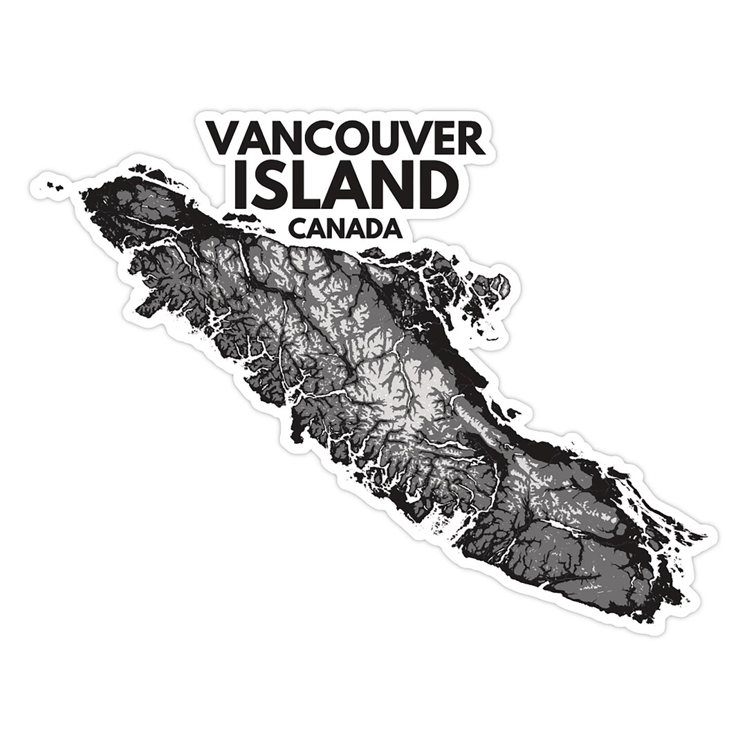 Vancouver Island Topographic Map Sticker, Waterproof Vinyl Decal - Etsy