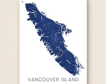Impression d'art de l'île de Vancouver et affiche de carte de l'île de Vancouver pour des impressions d'art murales de l'île de Vancouver et des cadeaux de voyage PNW Canada