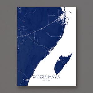 Riviera Maya Karte, Cancun Karte, Tulum Druck, Yucatan Mexiko Souvenir, Playa Del Carmen Karte Kunstdrucke, Cozumel, Akumal, Isla Mujeres