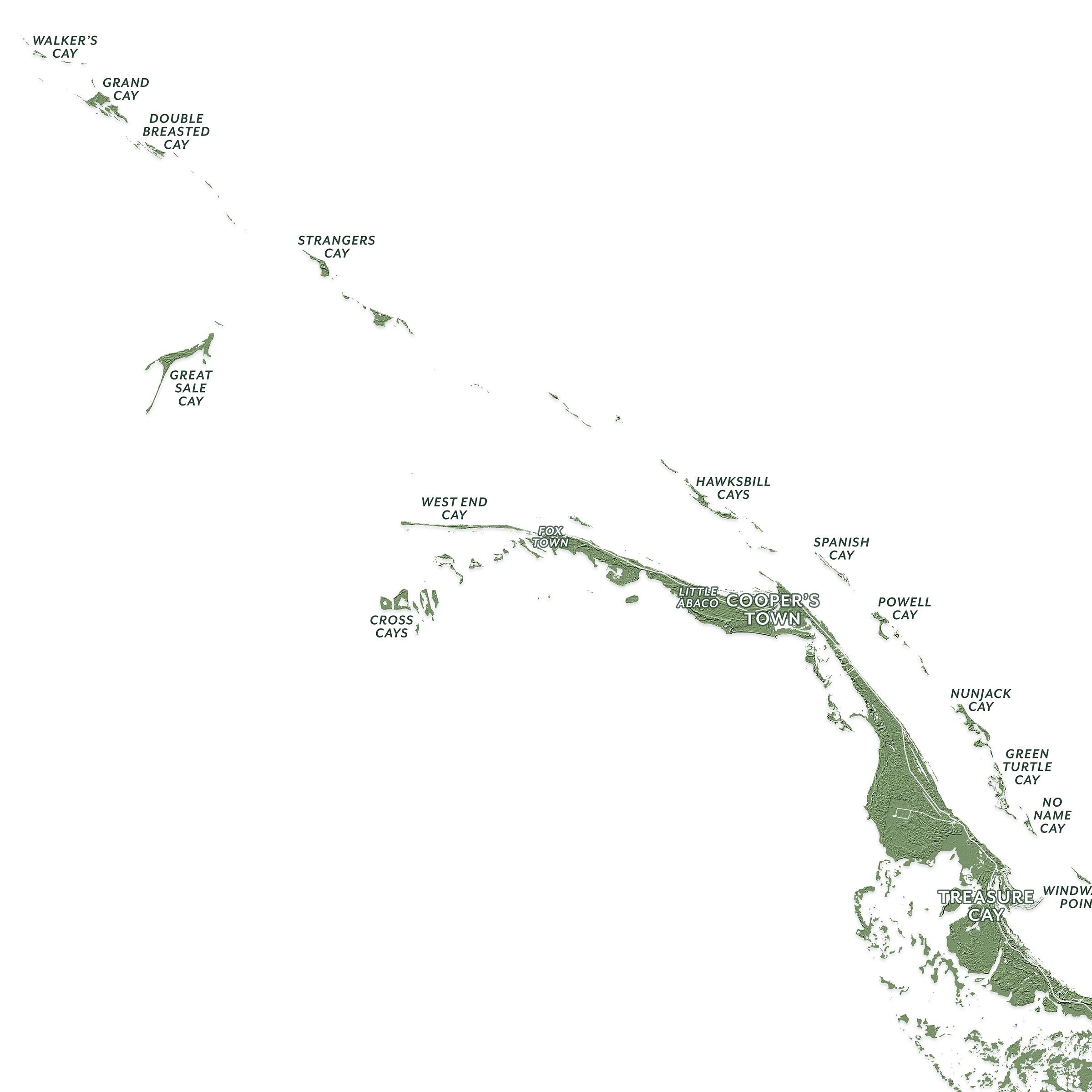 Abacos Map Wall Art Print: Labeled Personalized the Bahamas Islands ...