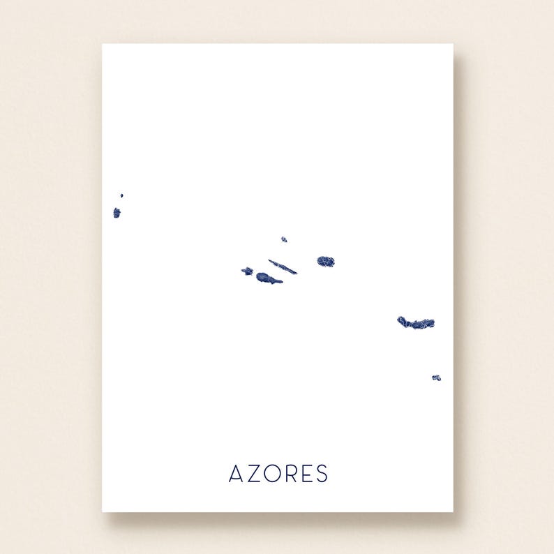 Azores Map - Topographic Map of the Azores Islands, Landscape Wall Art ...