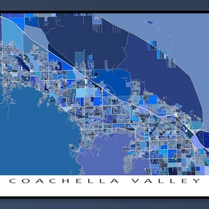 Impression de carte de la vallée de Coachella, Palm Springs, Palm Desert, carte de Coachella, Californie, États-Unis