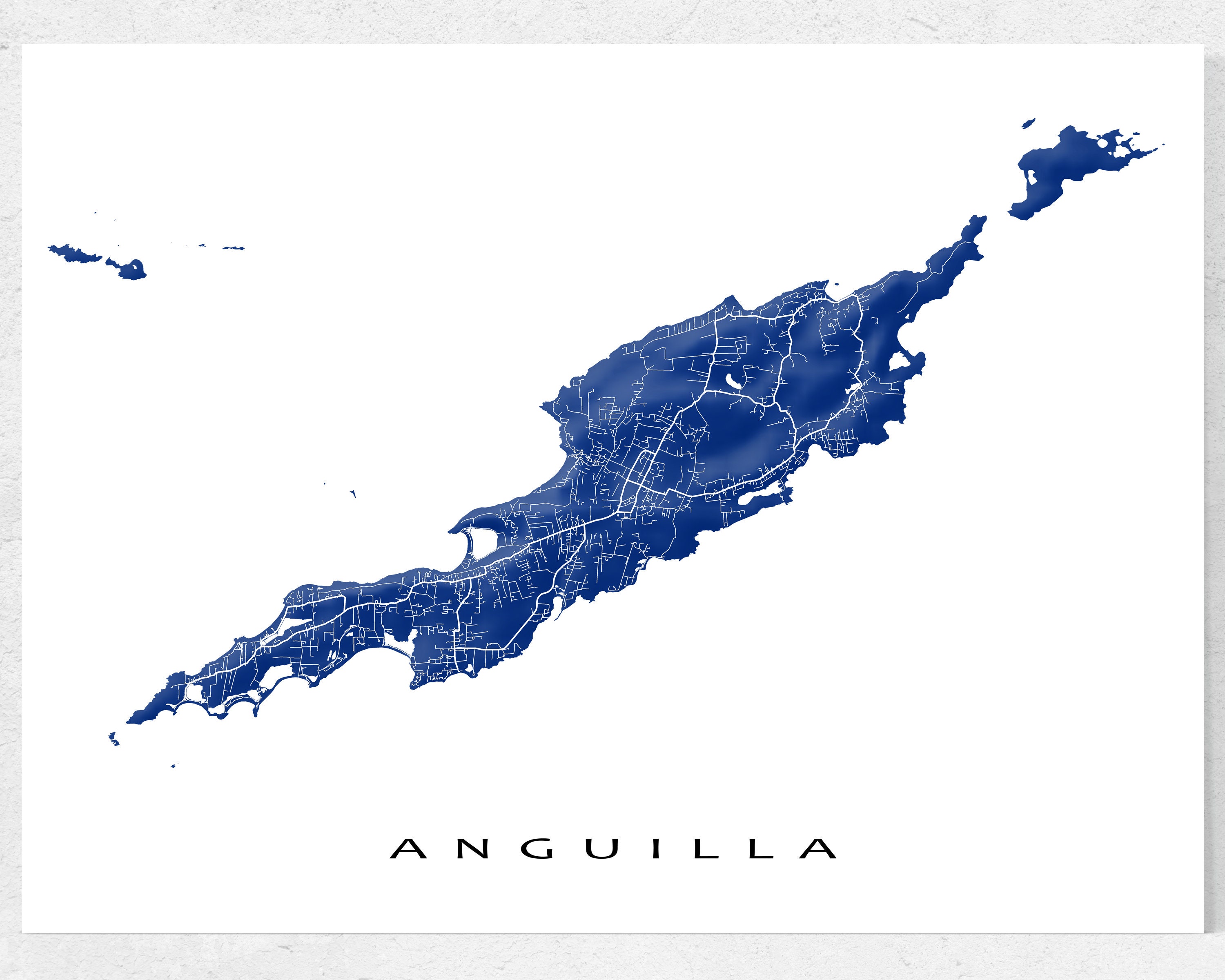 Anguilla Map Print Anguilla Wall Art Poster Caribbean Island Etsy