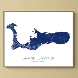 Impression de carte de Grand Caïman et poster de carte des îles Caïmans pour des impressions d'art mural de Grand Caïman et des cadeaux de voyage sur les îles Caïmans