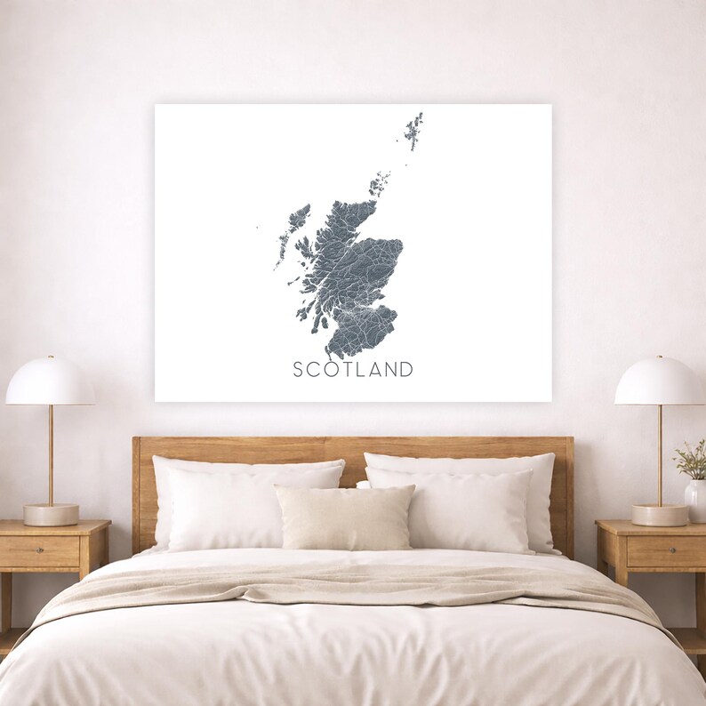 Scotland Map of Scotland Wall Art Print Poster, Topographic Landscape ...
