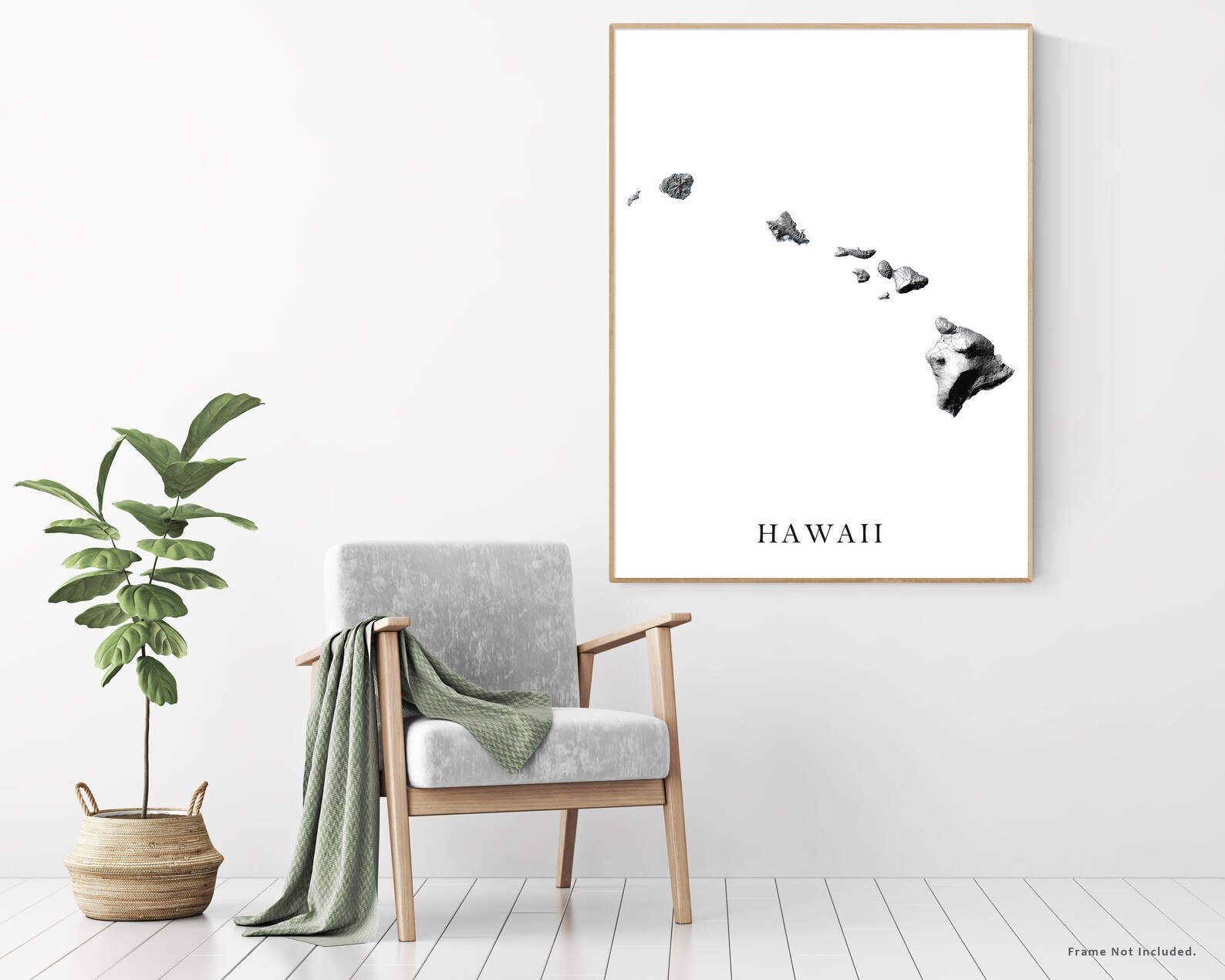 Hawaiian Map Map of Hawaii Wall Art Print Black and White - Etsy