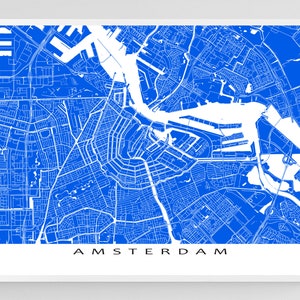 Poster impression d'art mural carte de la ville d'Amsterdam, carte routière colorée d'Amsterdam aux Pays-Bas Europe, Hollande, villes néerlandaises