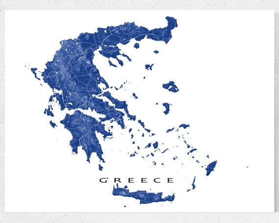 Greek Map Of Greece Greece Map Print Greece Wall Art Country Maps Athens Greek | Etsy Canada
