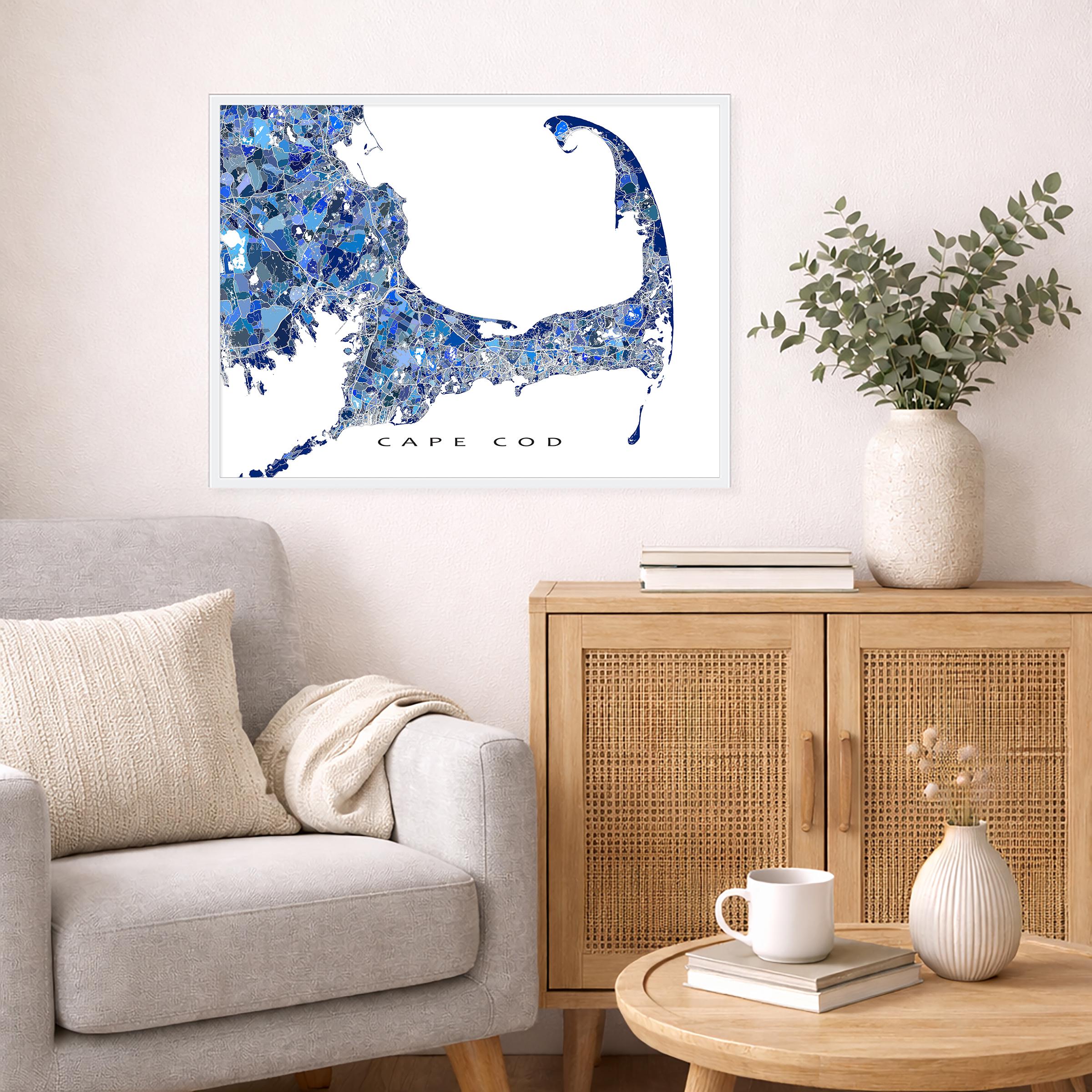 Cape Cod Art, Cape Cod Massachusetts Map Print, Provincetown MA - Etsy