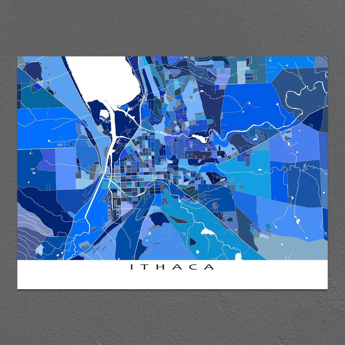 Ithaca Map Ithaca NY City Map Art New York Cornell | Etsy