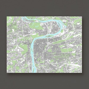 Prague Map Print, Detailed City Street Art Poster, Czech Republic