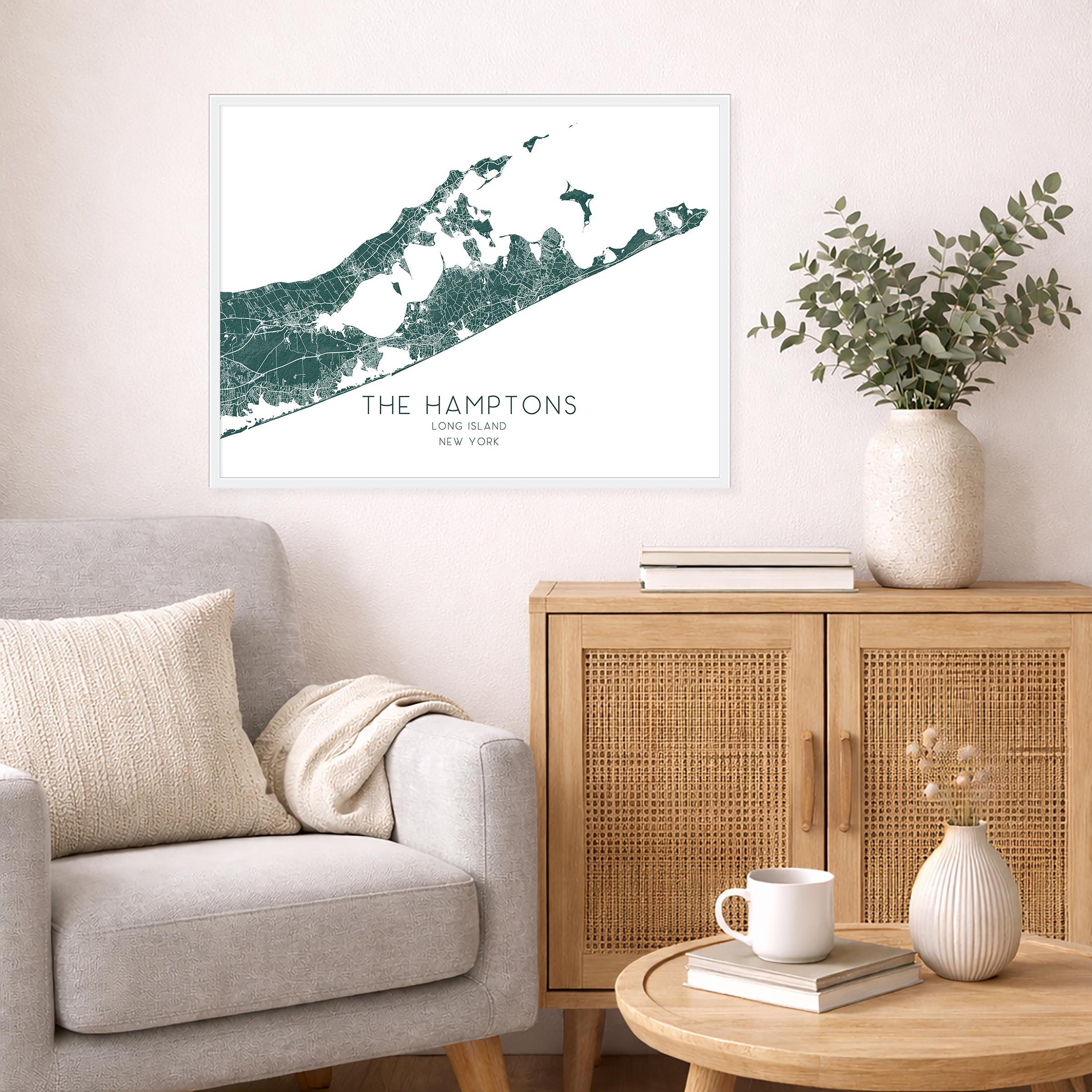 The Hamptons Map of Hamptons Long Island New York Print, Topographic ...
