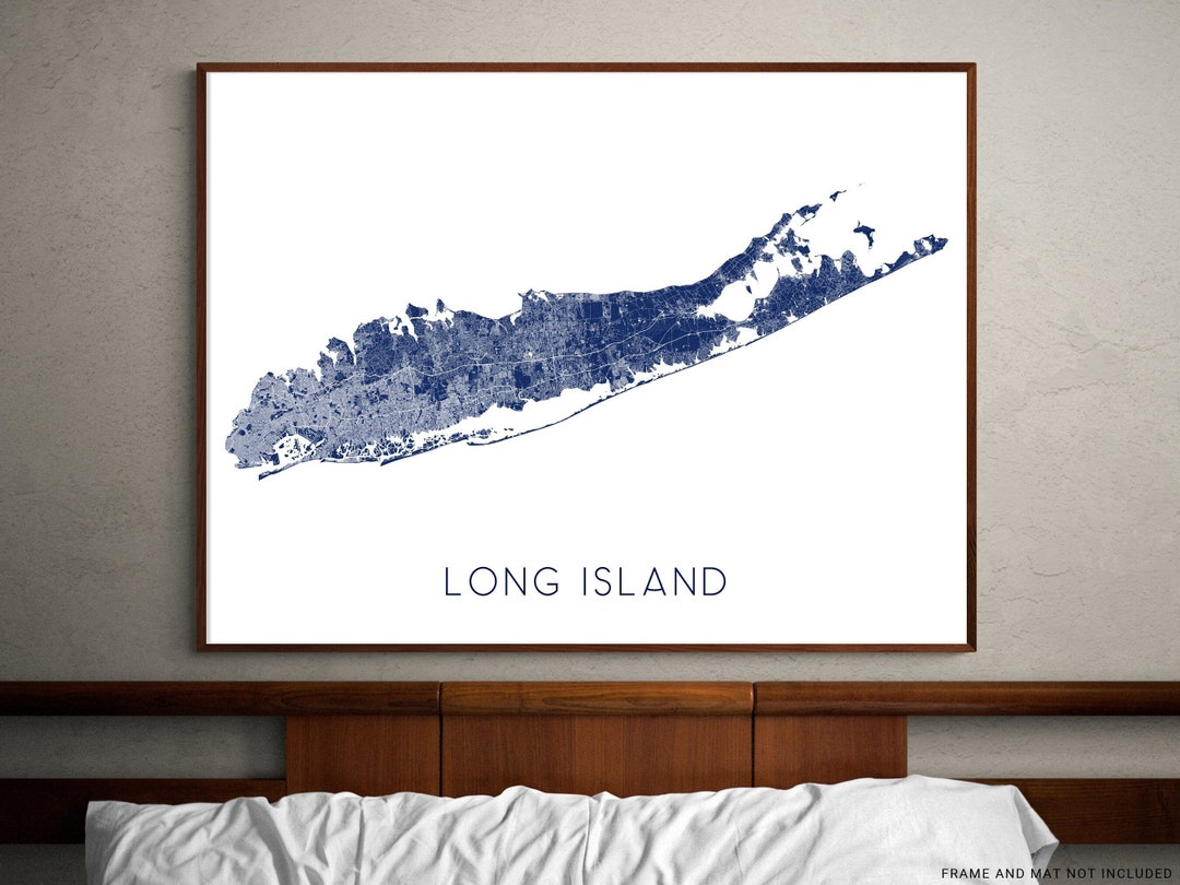 Long Island Wall Art Print, Color Long Island Poster, Road Map of Long ...