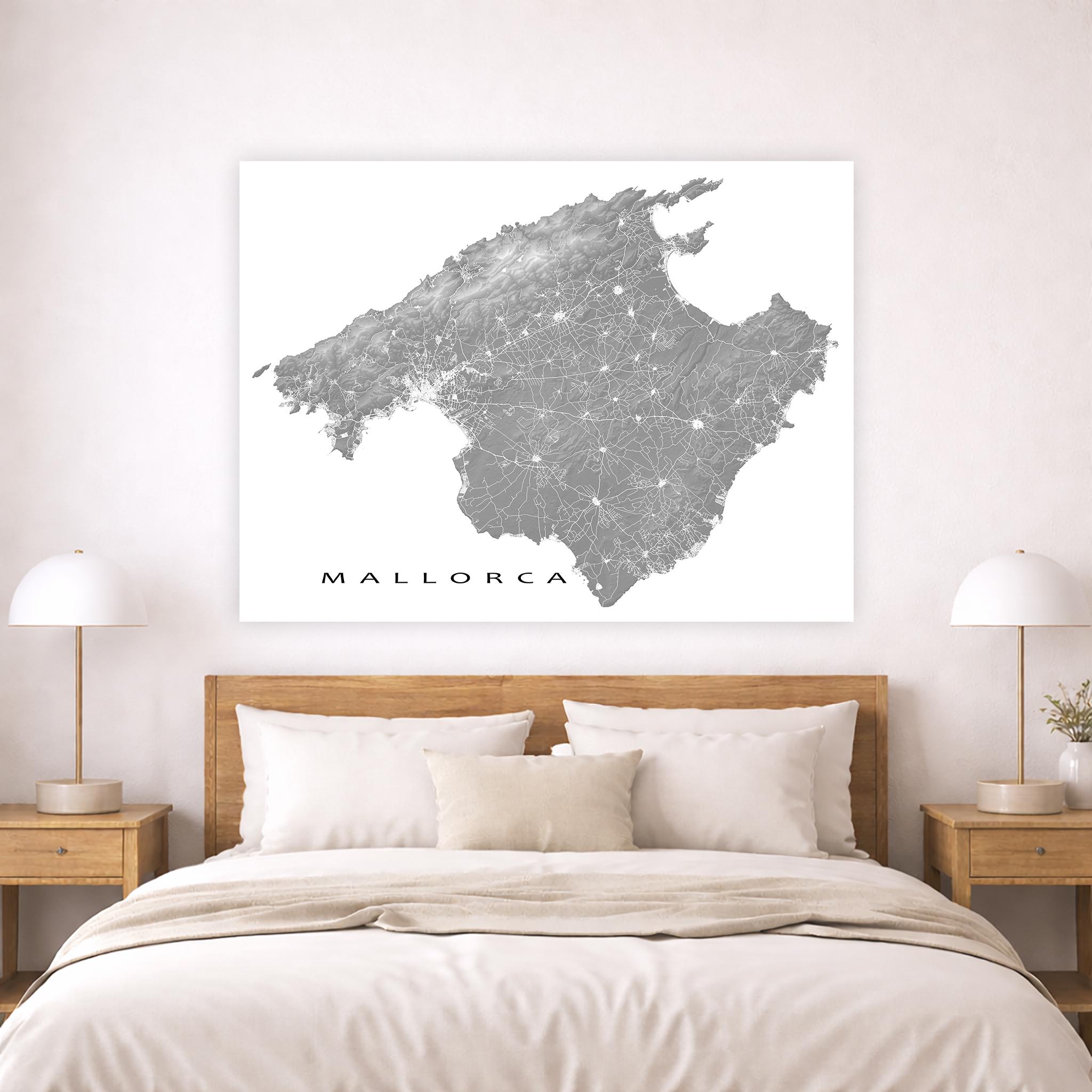 Mayorca Print Mallorca Map Print Poster, Topographic Map of Majorca Spain Island Wall ...