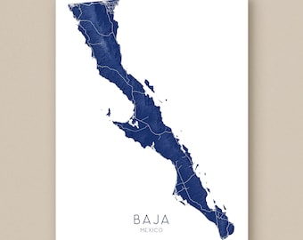 Baja California Map of Baja Map Print, Topographic Baja Mexico Art Prints, Baja Peninsula Map Poster, Cabo San Lucas