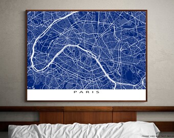 Paris Map Print and Paris Print for Map of Paris Wall Art Poster and Paris Souvenir, France City Street Maps and Travel Gifts