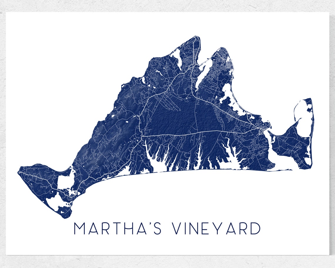 Martha's Vineyard Map Print and Marthas Vineyard Art - Etsy