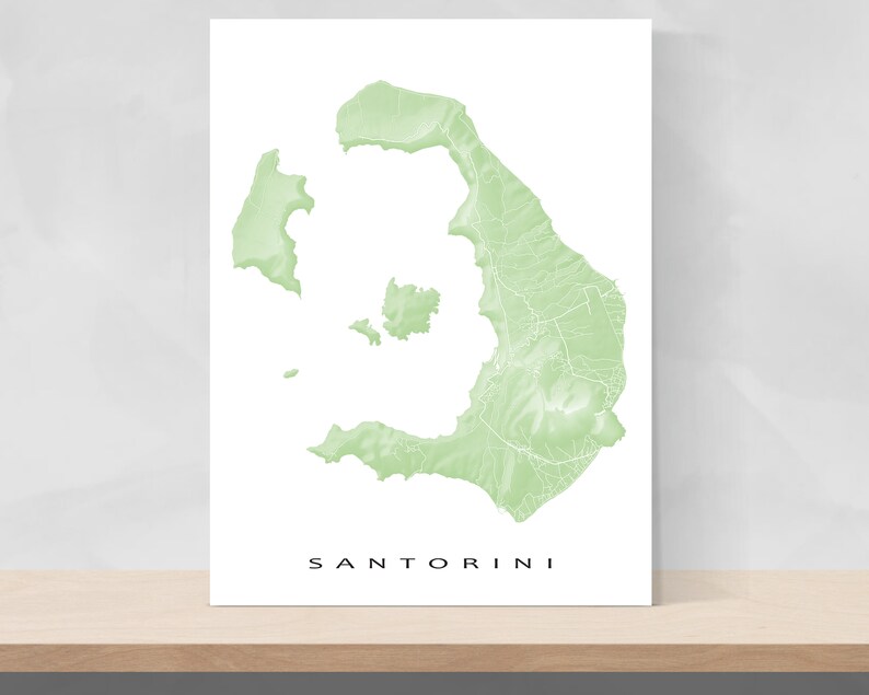 Santorini Map Print Poster Santorini Greece Art Prints Greek - Etsy