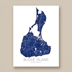 Block Island Map Print, Topographische Wandkunst