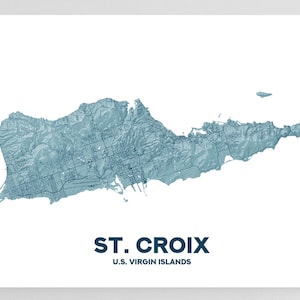 Carte de l'île Sainte-Croix de l'île Vierge des États-Unis, impression d'art mural, carte des rues des îles des Caraïbes USVI