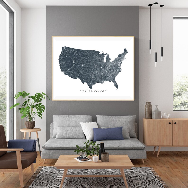 USA Map Art US Map Print United States Wall Map Poster | Etsy